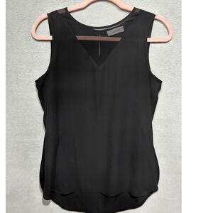 Calvin Klein Women's Blouse size Large Black Sheer V Neck Sleeveless Flowy